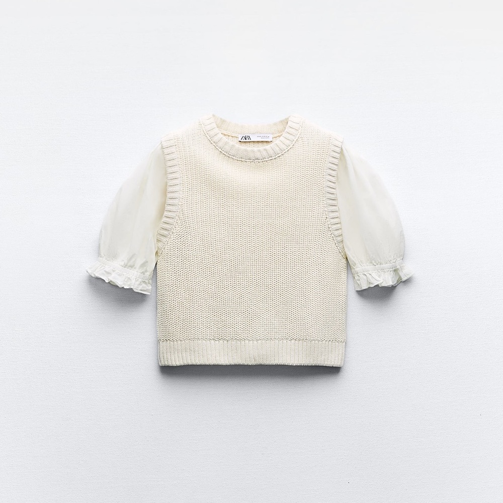 Zara Mixed Sleeve Knit Top - Picture 2 of 7